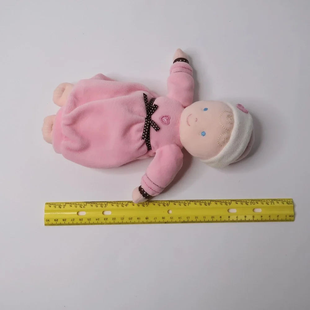 Carters‎ Pink Plush Baby Doll Heart Polka Dot Bow Soft Toy 10